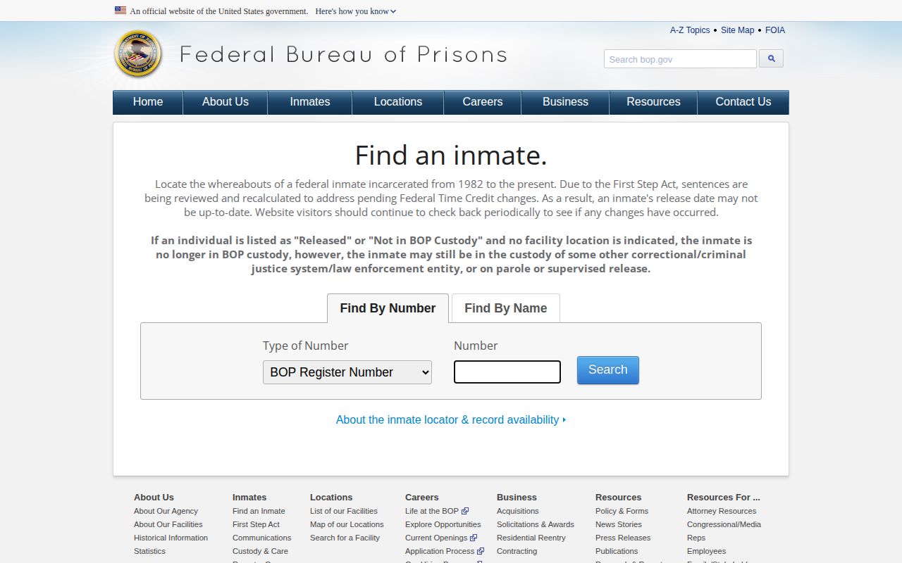 Christian County federal released inmate BOP locator